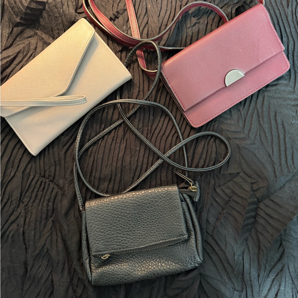 Elegant Women's Crossbody Bag Set - Black, maroon , gray